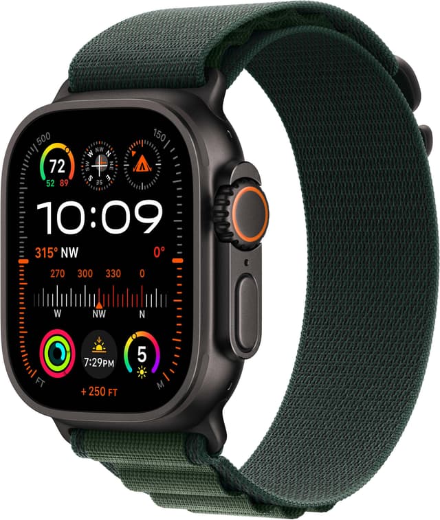 Apple Watch Ultra 2 49mm GPS+CEL (Black Titanium/Dark Green Alpine Loop) M