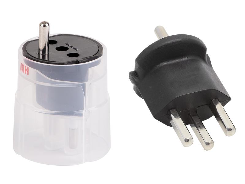 Max Hauri Fixadapter Schuko – Typ 23 Schwarz Deutsch Schuko auf Schweiz T23, 3-polig