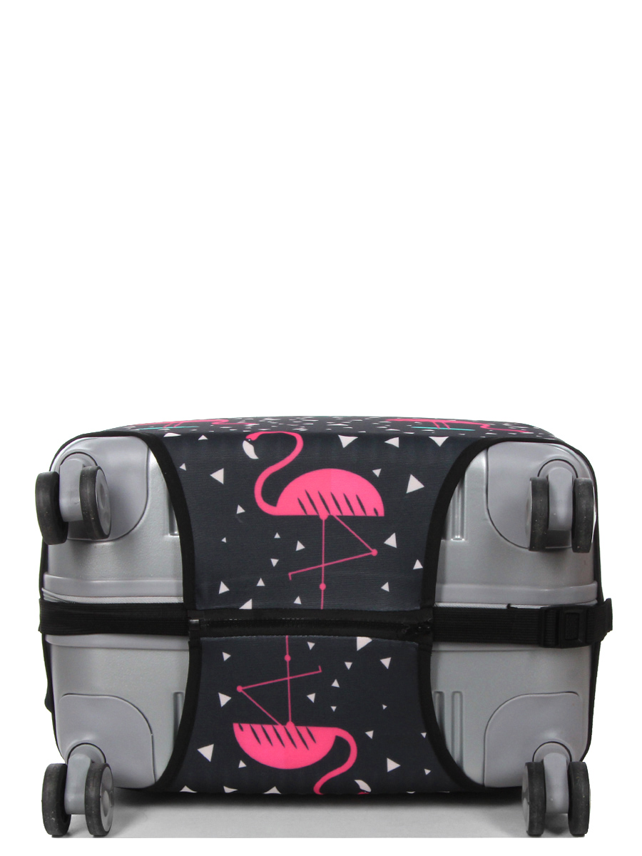 Housse de valise Periea Black with Pink Flamingos M