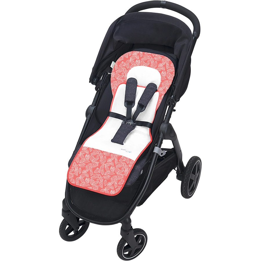 odenwälder Kinderwagen-Auflage Babycool white leaves cranberry