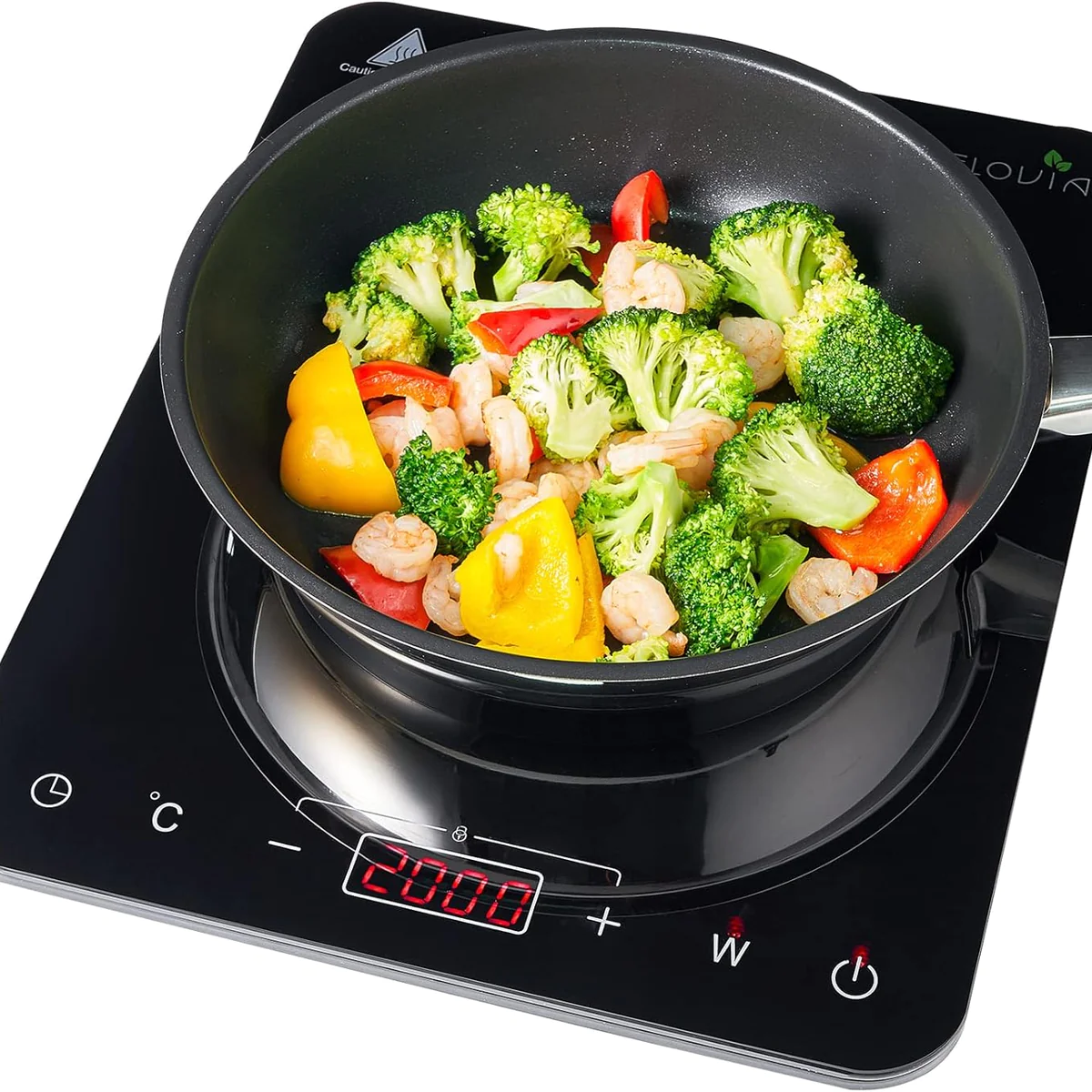 Plaque de cuisson à induction en verre cristal 2000W noir Vendos85