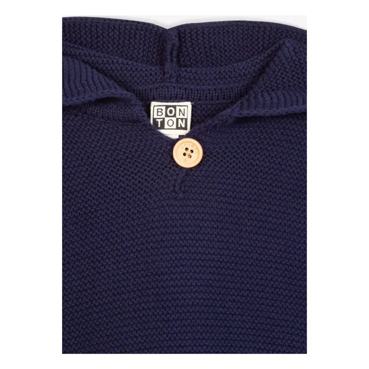 Bonton Poncho en Maille Coton Bio | Bleu marine