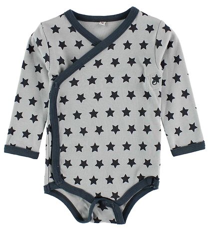 Pippi Baby Wickel-Bodys - 4er-Pack - Blau/Grau m. Print
