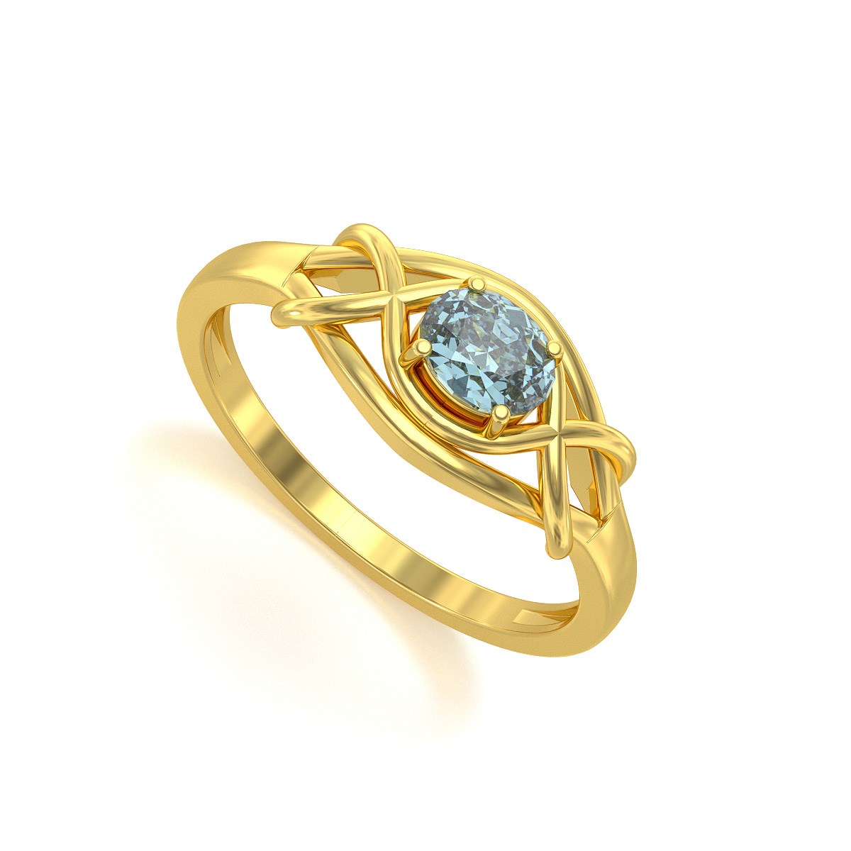 Bague ADEN Or 585 Jaune Aigue-Marine 1.870grs