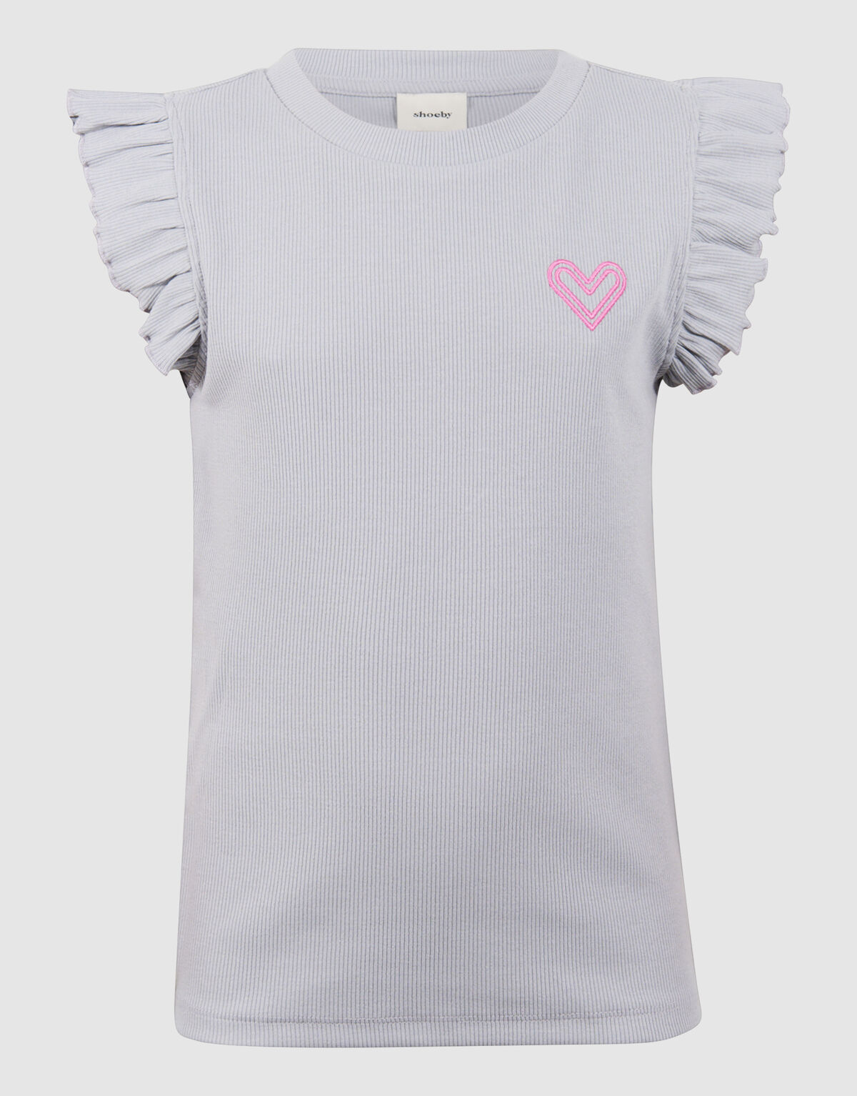 Ruffle Heart Top Lichtgrijs