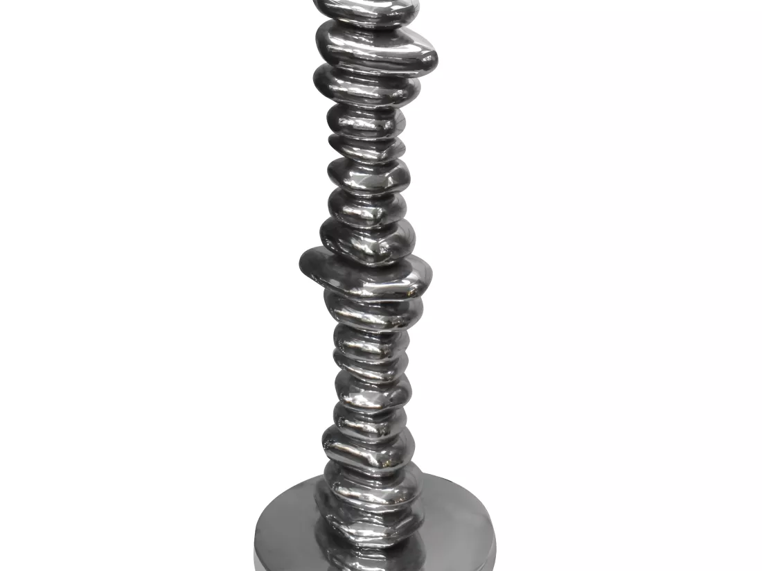 Lampadaire 140 cm galets argentés avec abat-jour noir - Stone