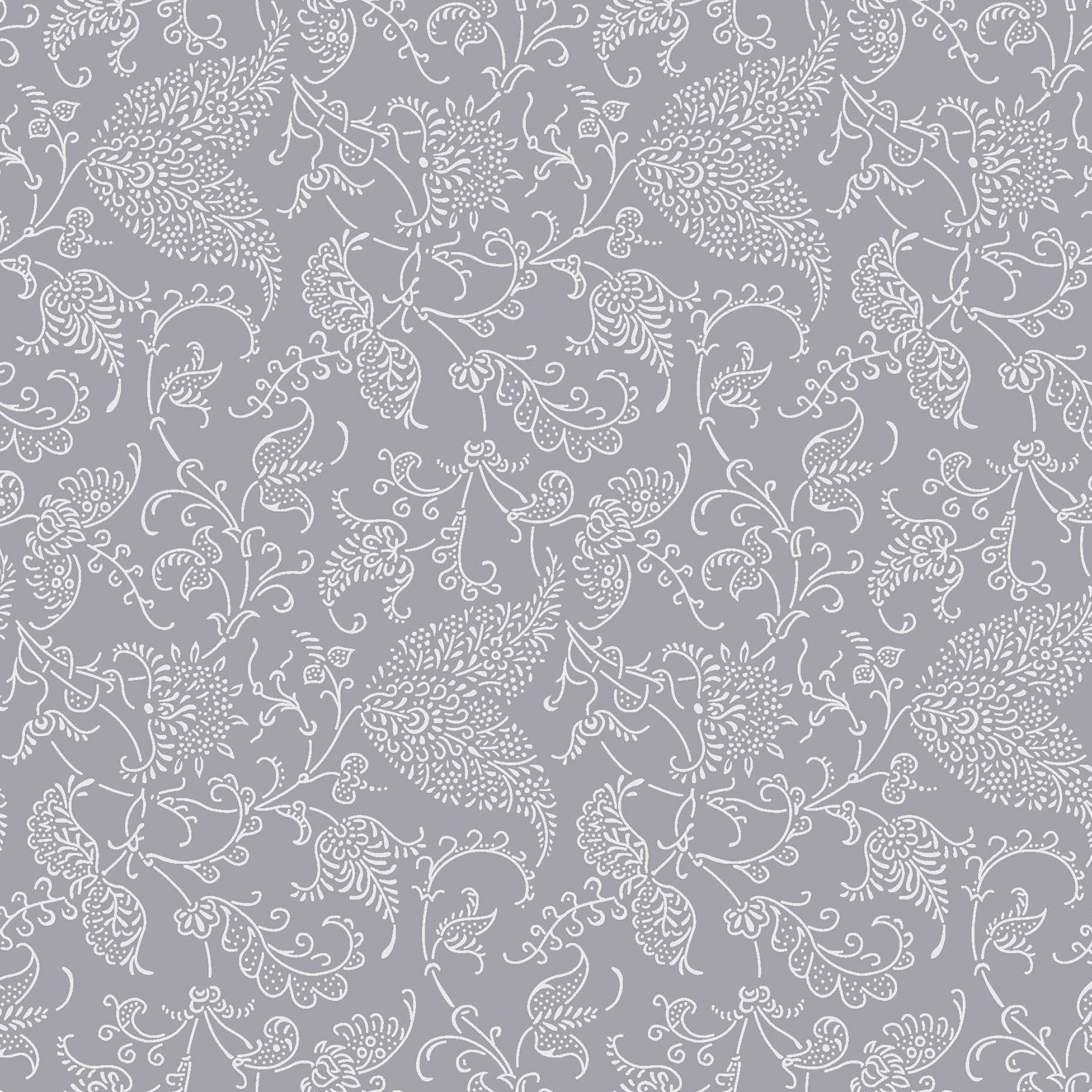 Stoff - Blatt Paisley - grau - 160 cm