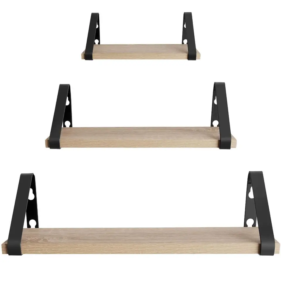 tectake 3 wandplanken Cowell, Industrieel Licht Hout, Eiken Sonoma
