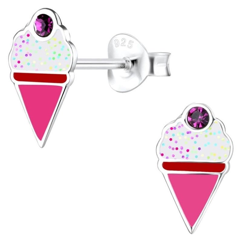 Boucle d'oreille glace en argent 925/1000