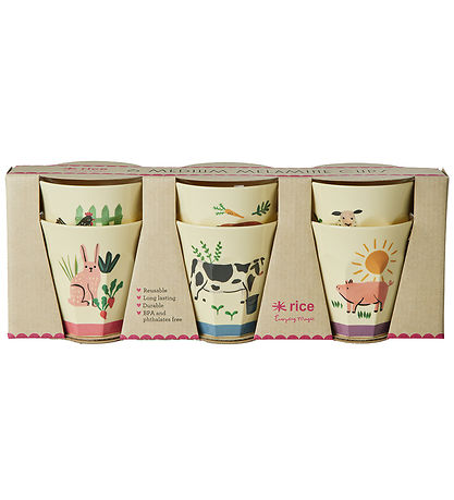 Rice Becher - Melamin - 6 st. - 250 ml - Multi/Farm Print