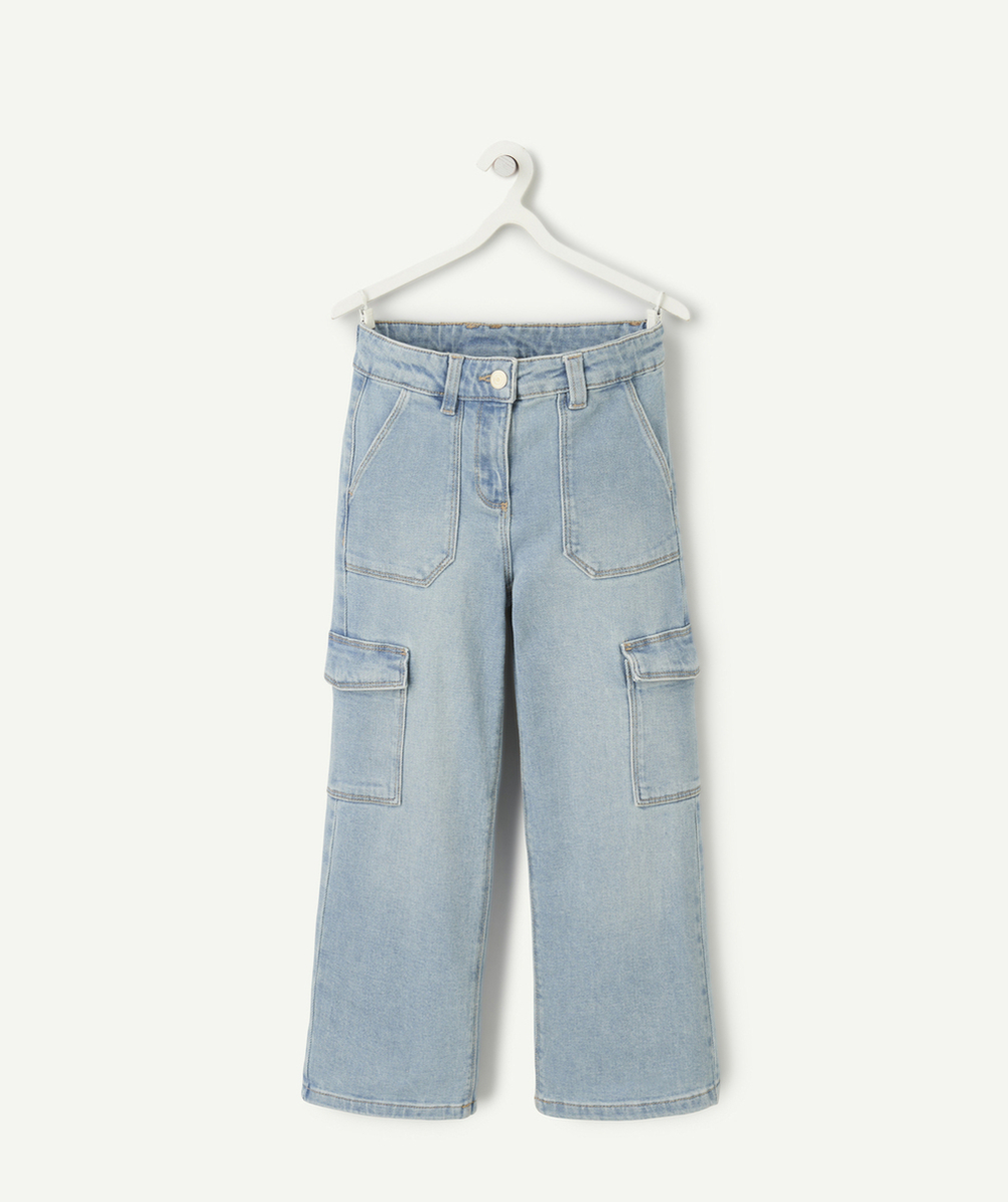 pantalon wideleg cargo fille en denim low impact