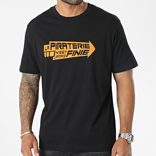 Tee Shirt Oversize Large Flèche Noir Orange