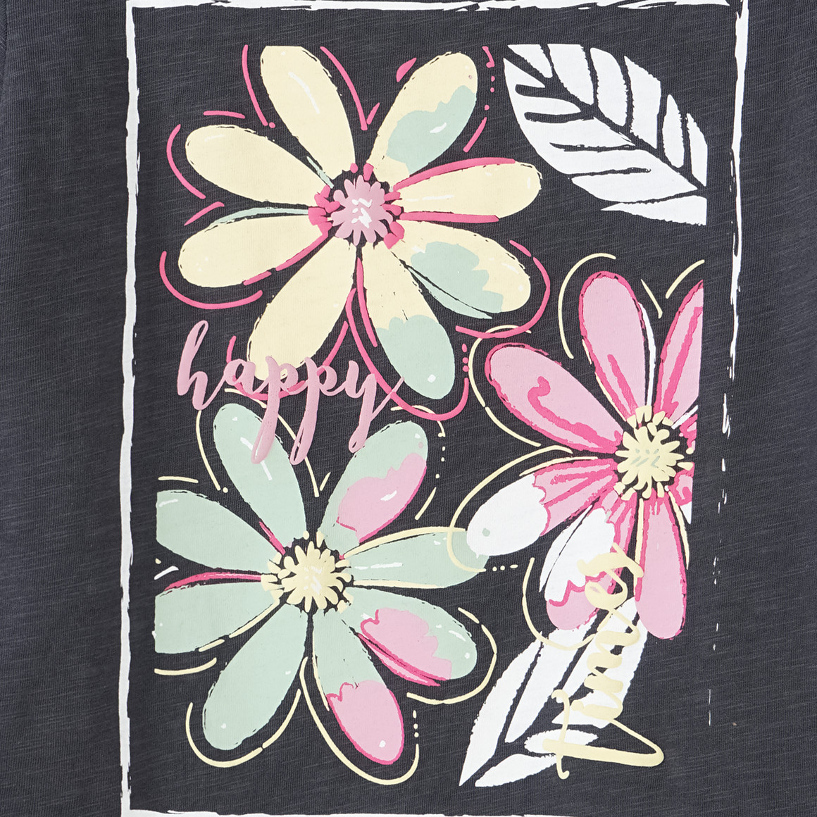 Yigga Mädchen T-Shirt mit kleinem Print dunkelgrau