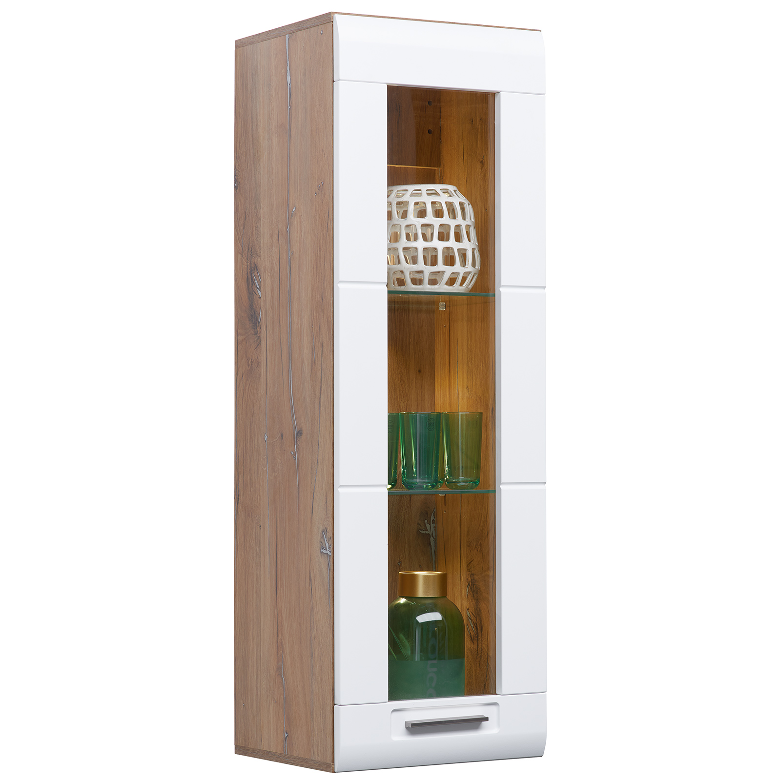Luca Bessoni Hängevitrine AURIS - weiß-Flagstaff Eiche