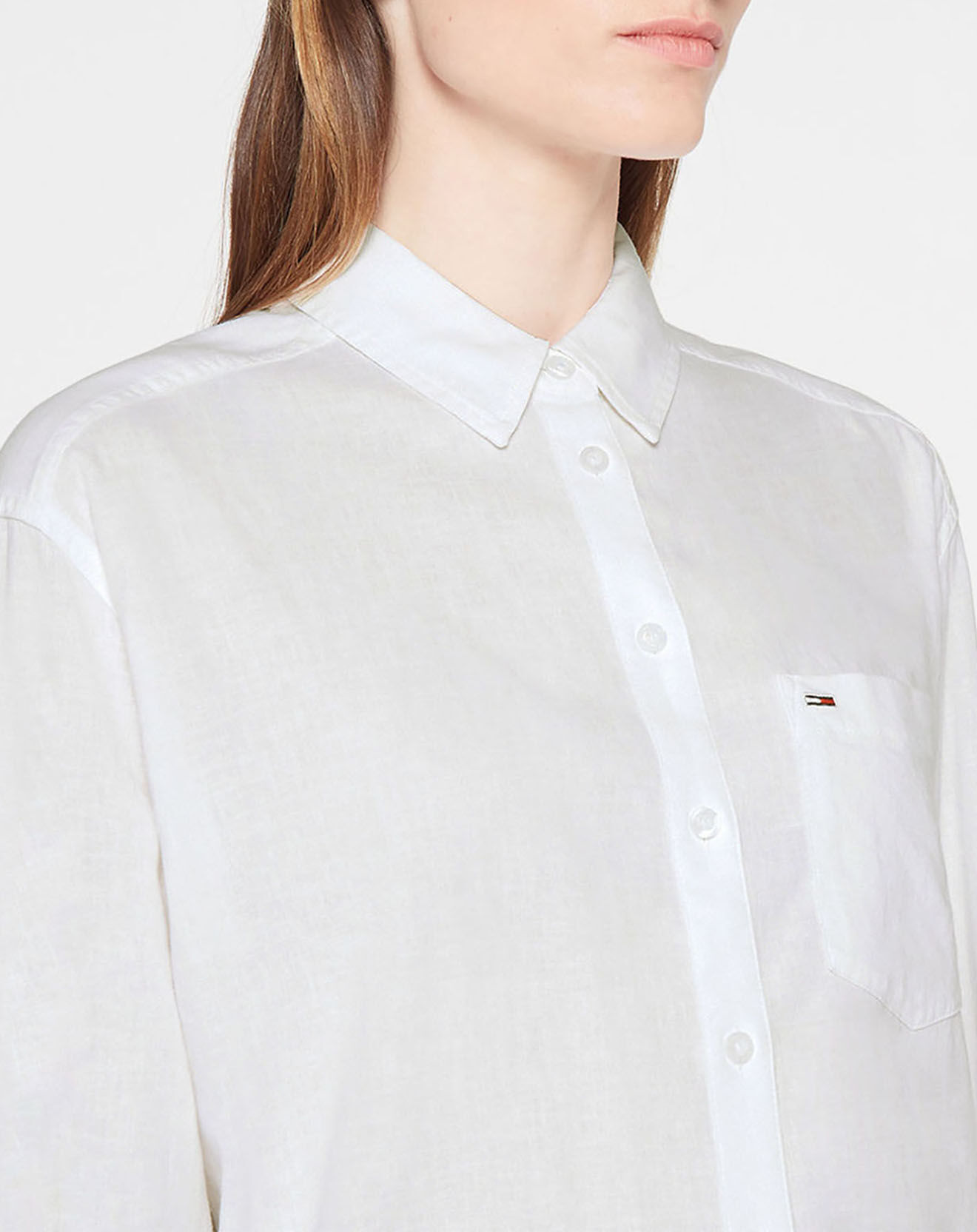 Tommy Jeans Chemise en Lin mélangé regular fit relaxed long blanche