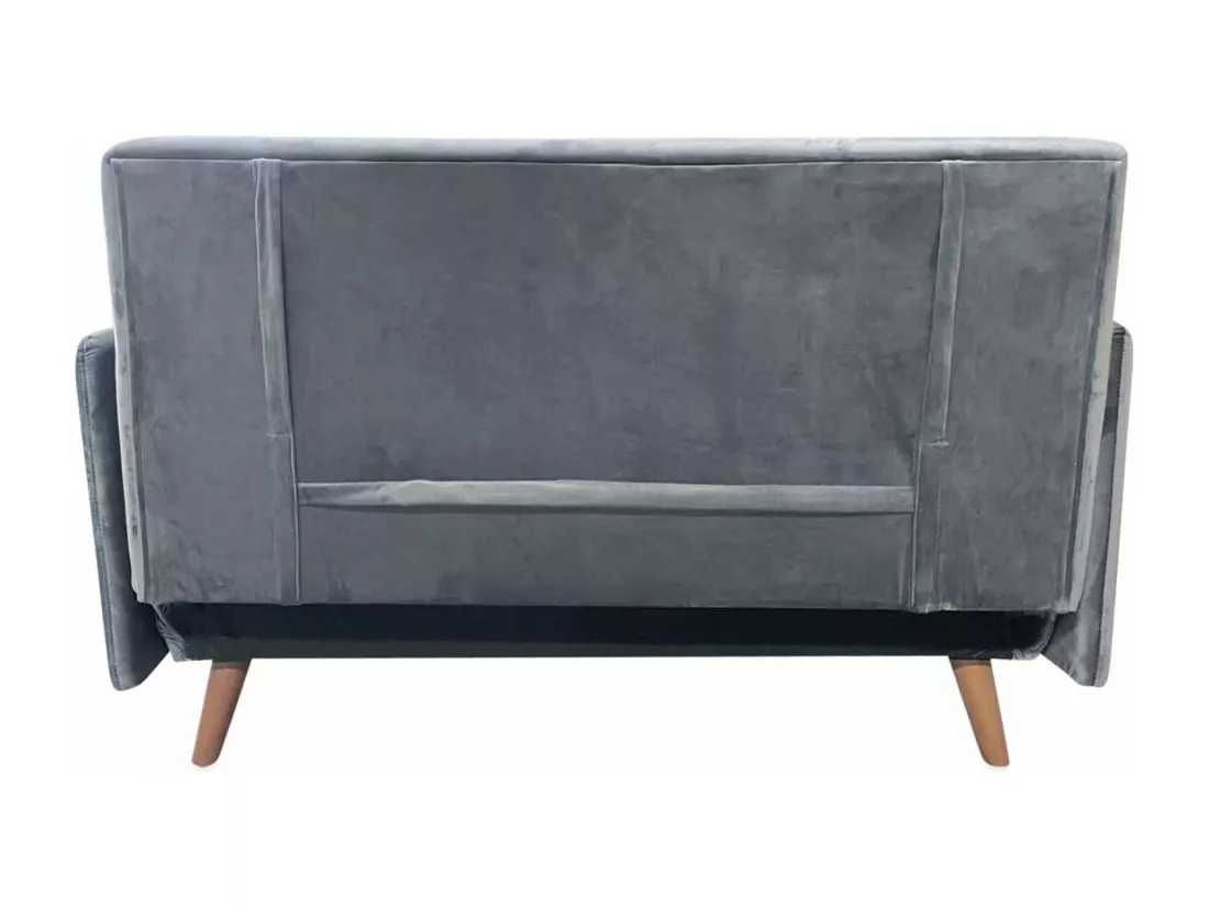 Canapé convertible 2 places gris foncé - Guesta - pieds bois. banquette. dossier inclinable