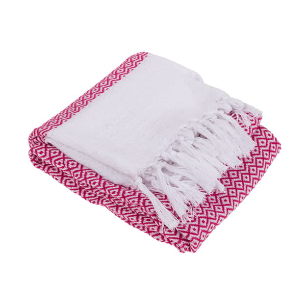 Premium badehåndkle Fouta - rosa/hvitt