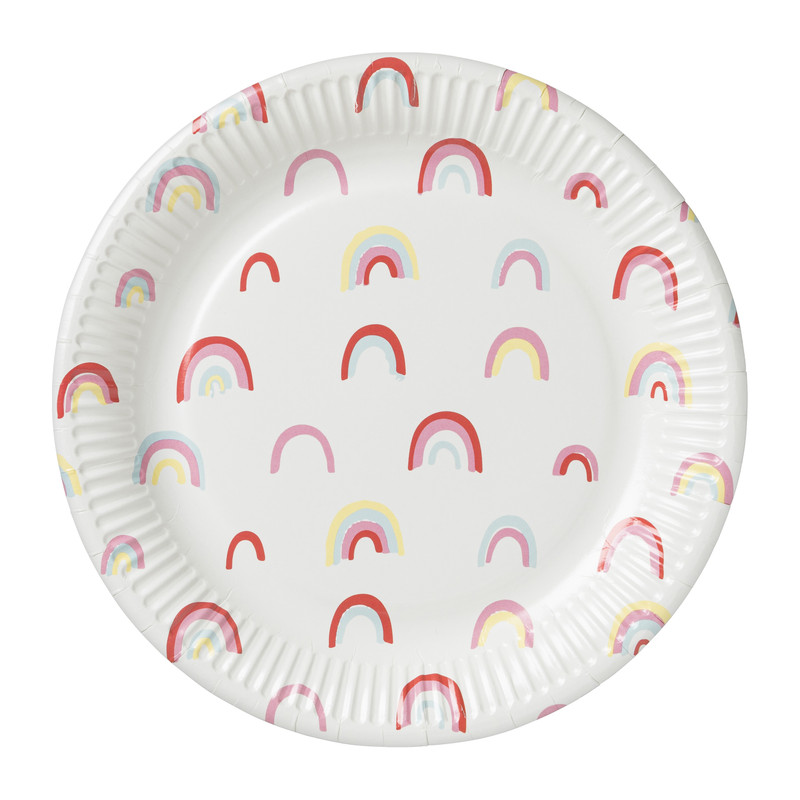 Bord Rainbow - set van 8 - ø23 cm