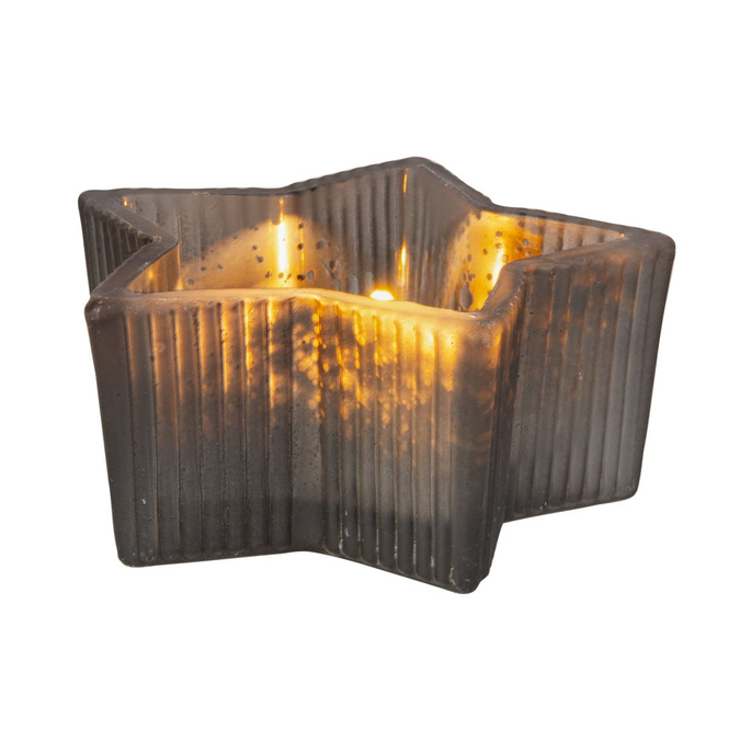 Teelichtglas Stern - schwarz - ca. 9 x 4 cm