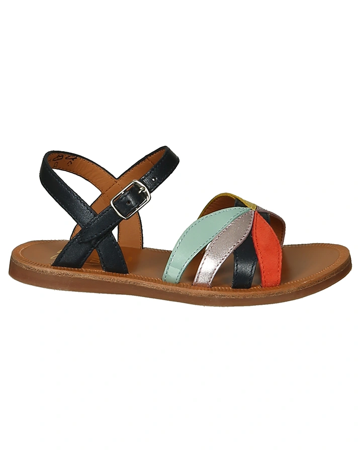 Leder-Sandalen PLAGETTE REVERSE in marine/bunt