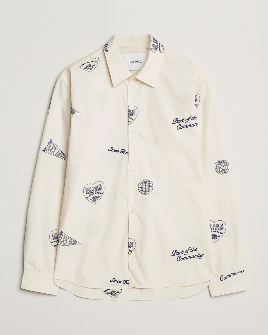 Les Deux Kalen All Over Embroidery Shirt Ivory