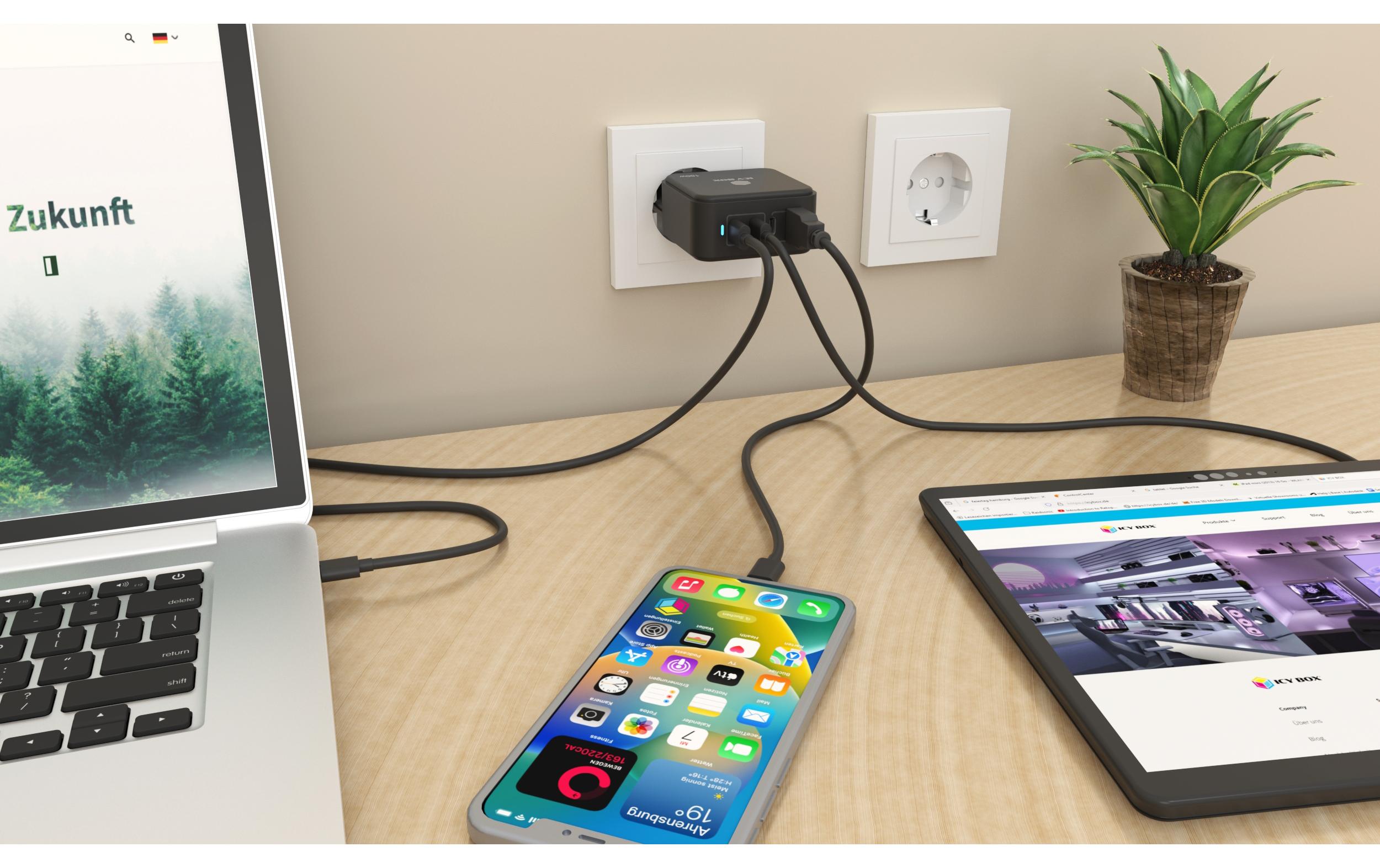 USB-Wandladegerät IB-PS1040-PDGaN Wandladegerät mit 100 W Power Delivery und Schnellladefunktion