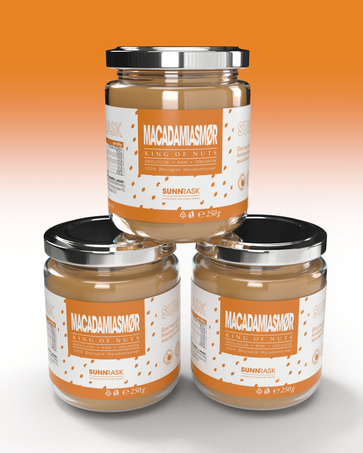 SunnRask Macadamiasmør 3x250g - TREPAKNING!