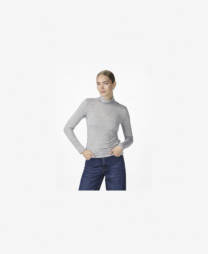 YAS YASWOOLA LS HIGH NECK TOP NOOS Medium grey melange