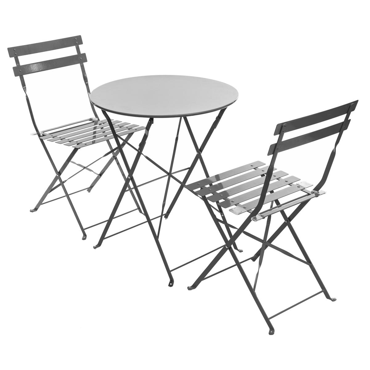 TABLE CAMARGUE RONDE GRAPHITE MAT 2 PLACES