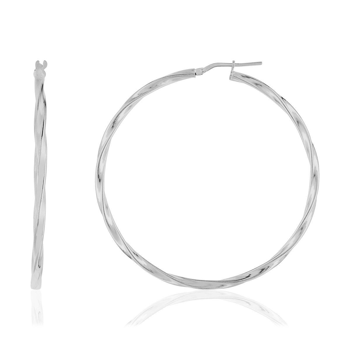 Créoles argent 925 torsadées 54 mm