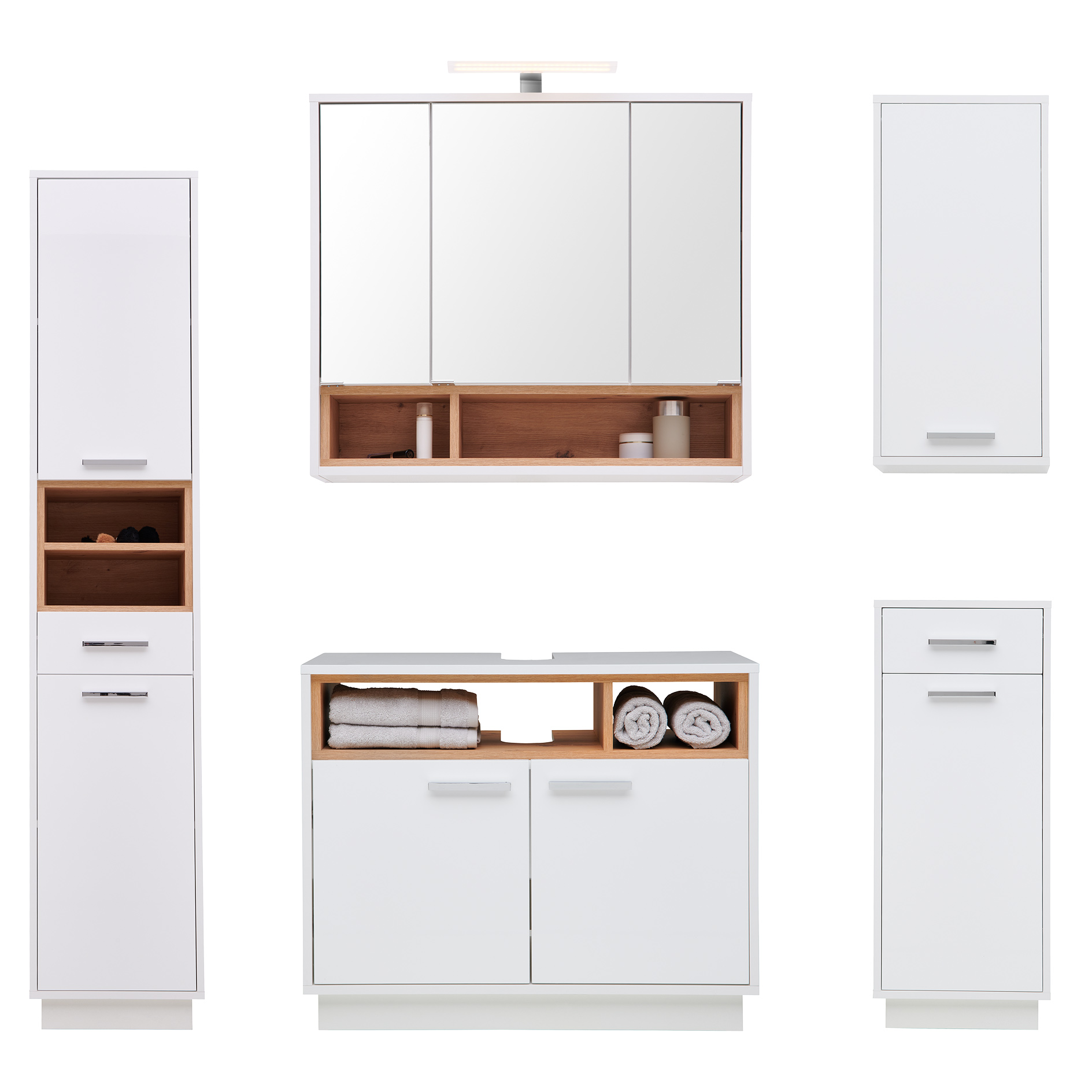 Waschbeckenunterschrank - weiß - Artisan Eiche - 80 cm
