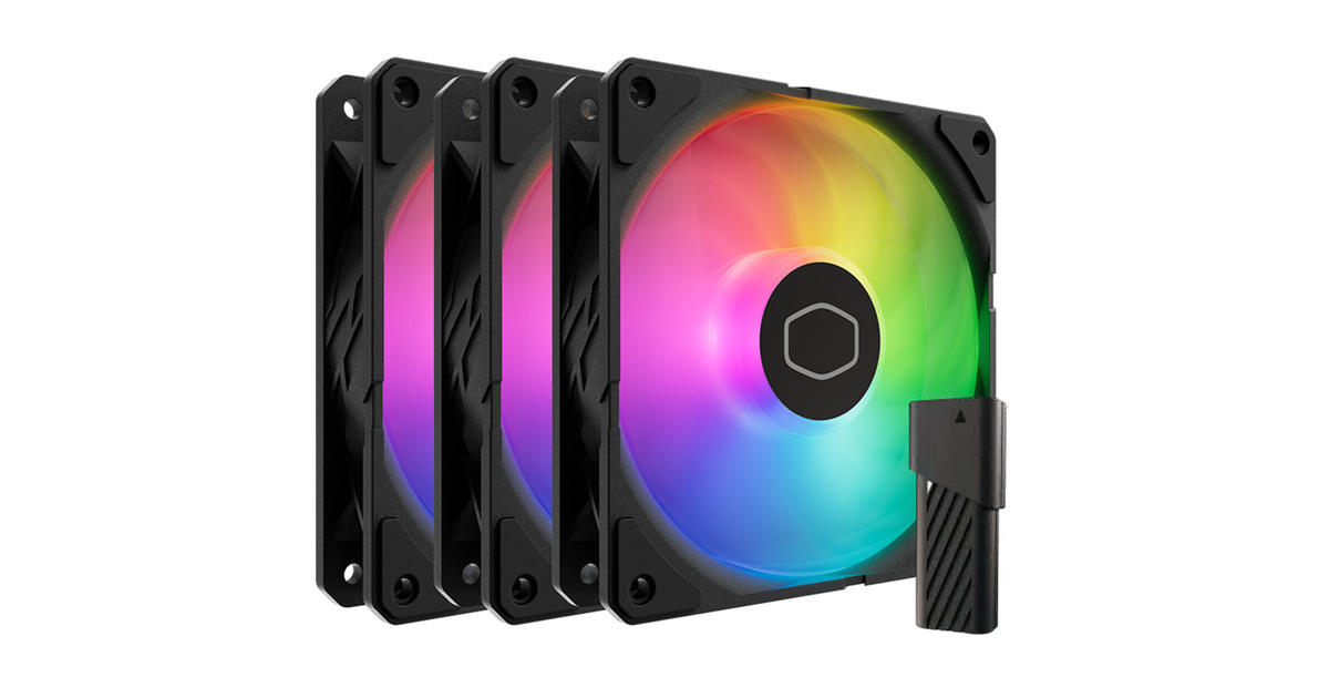 Cooler MasterSickleFlow Edge 120 ARGB Fan Kit case fans  (Zwart, 3 stuks, 120 x 120 x 25 mm, PWM, 3 stuks, met A1 Mini LED Controller)