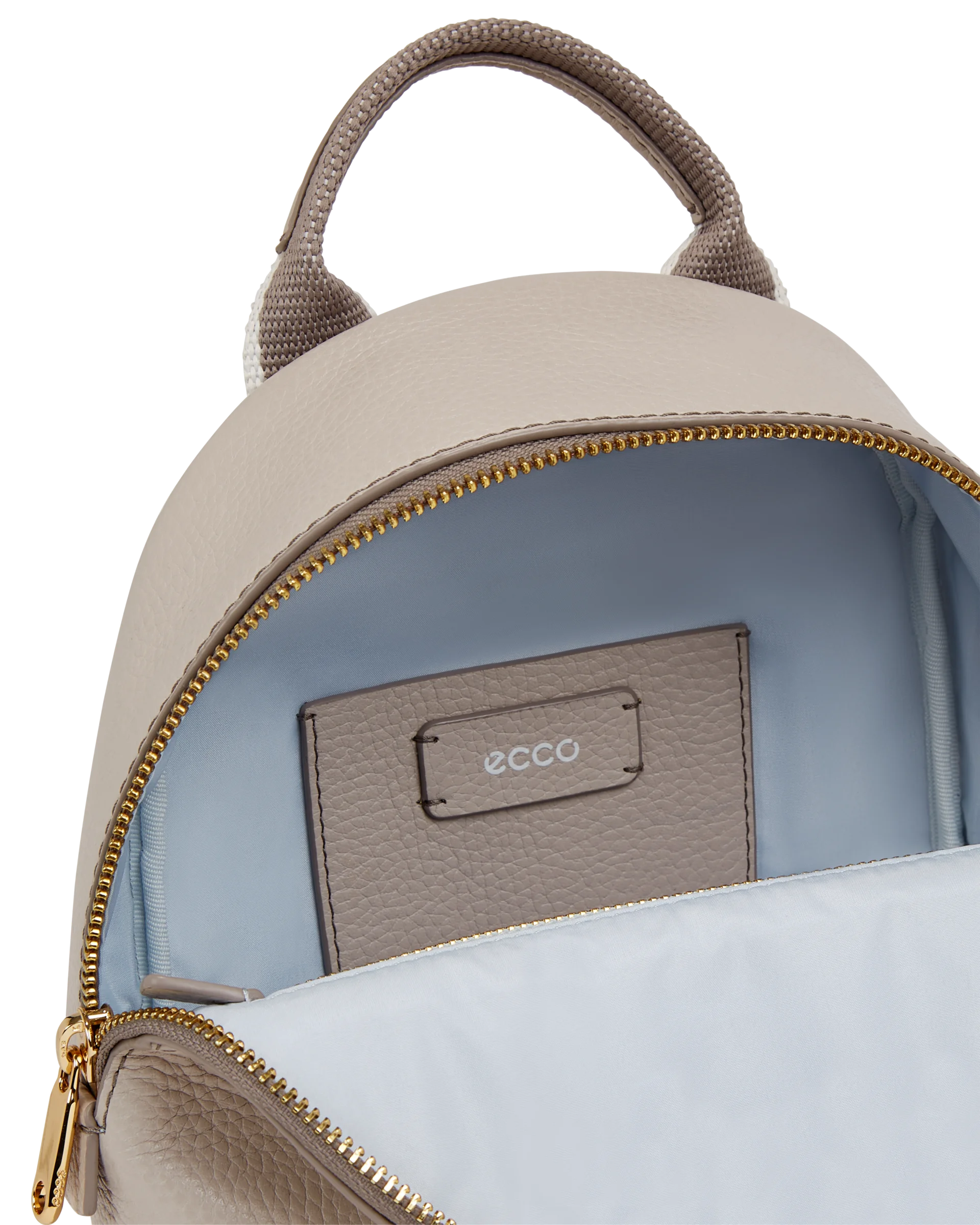 ECCO Round Pack Rucksack aus Leder Beige 23X20,5X10,5 cm