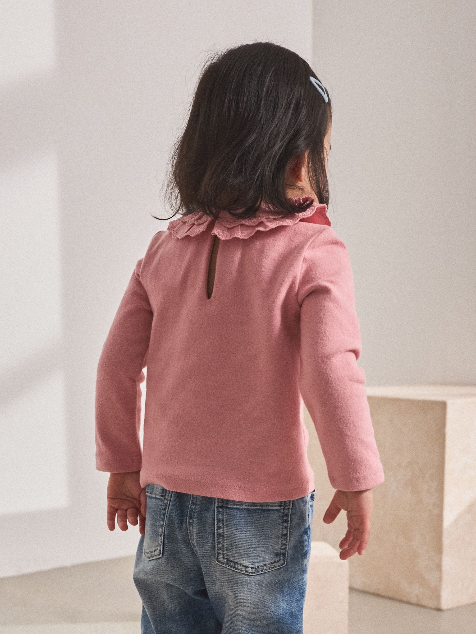 Roze - Top met kraag en lange mouwen (3mnd-7jr)