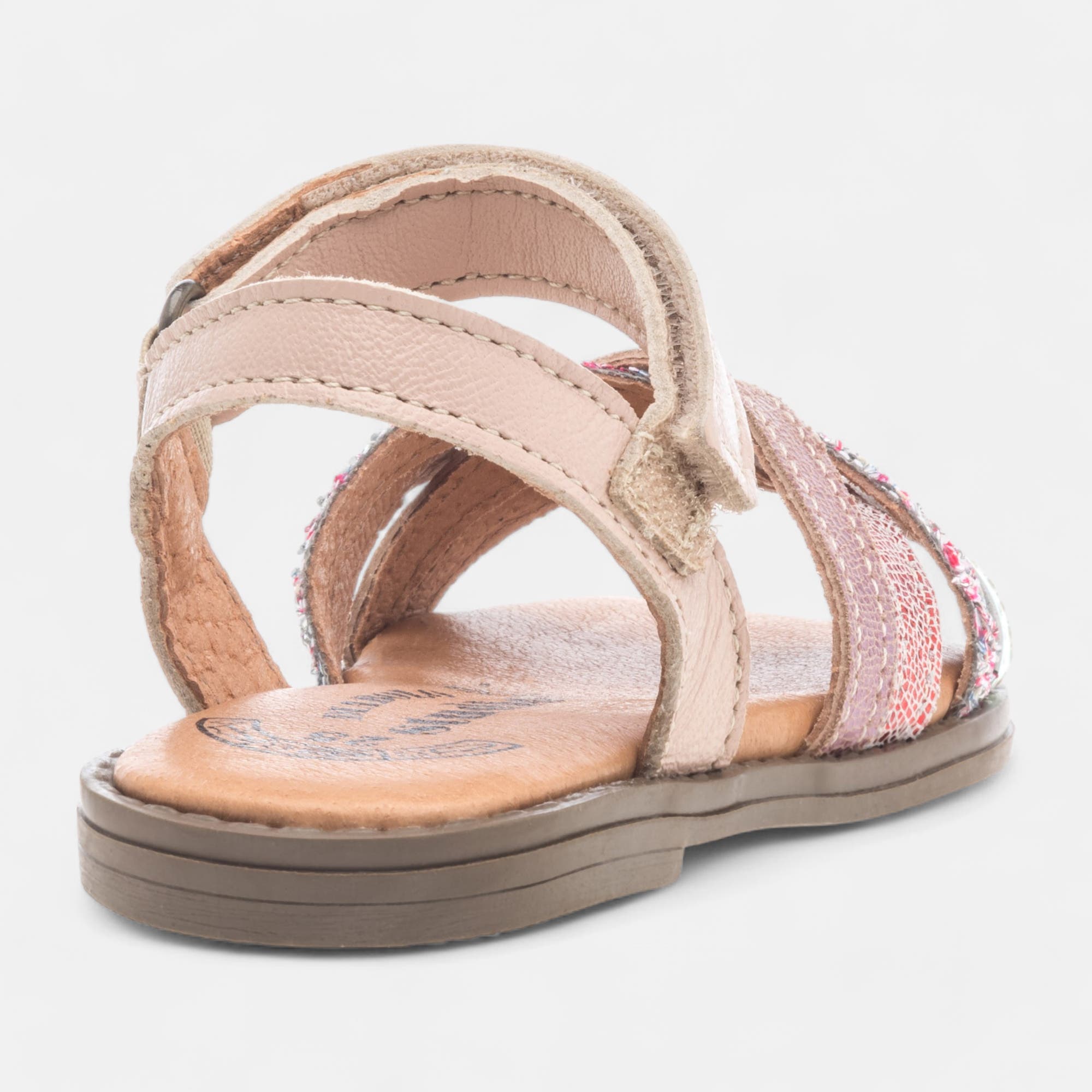 Nu-pieds Fille en cuir multicolore