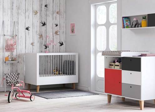 Chambre DUO CONCEPT lit 60x120+commode rouge - VOX