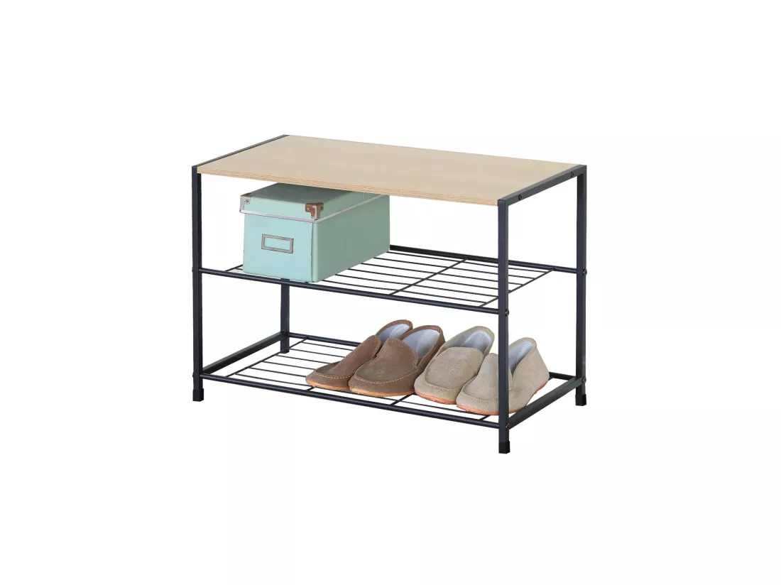 Rangement de Chaussures en Métal pour Entrée avec 3 Etagères