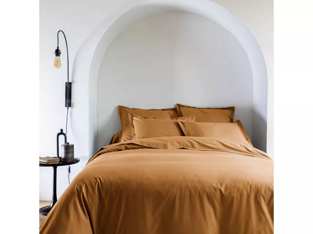 Parure de lit coton percale Jaune 140x200- SOMEO - MORPHEE