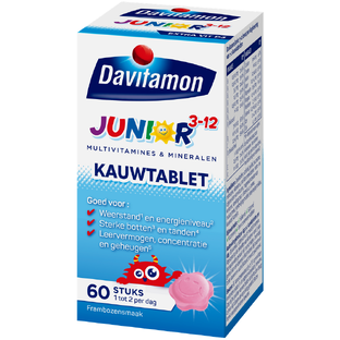 Davitamon Junior 3  KauwVitamines Framboos 60KTB