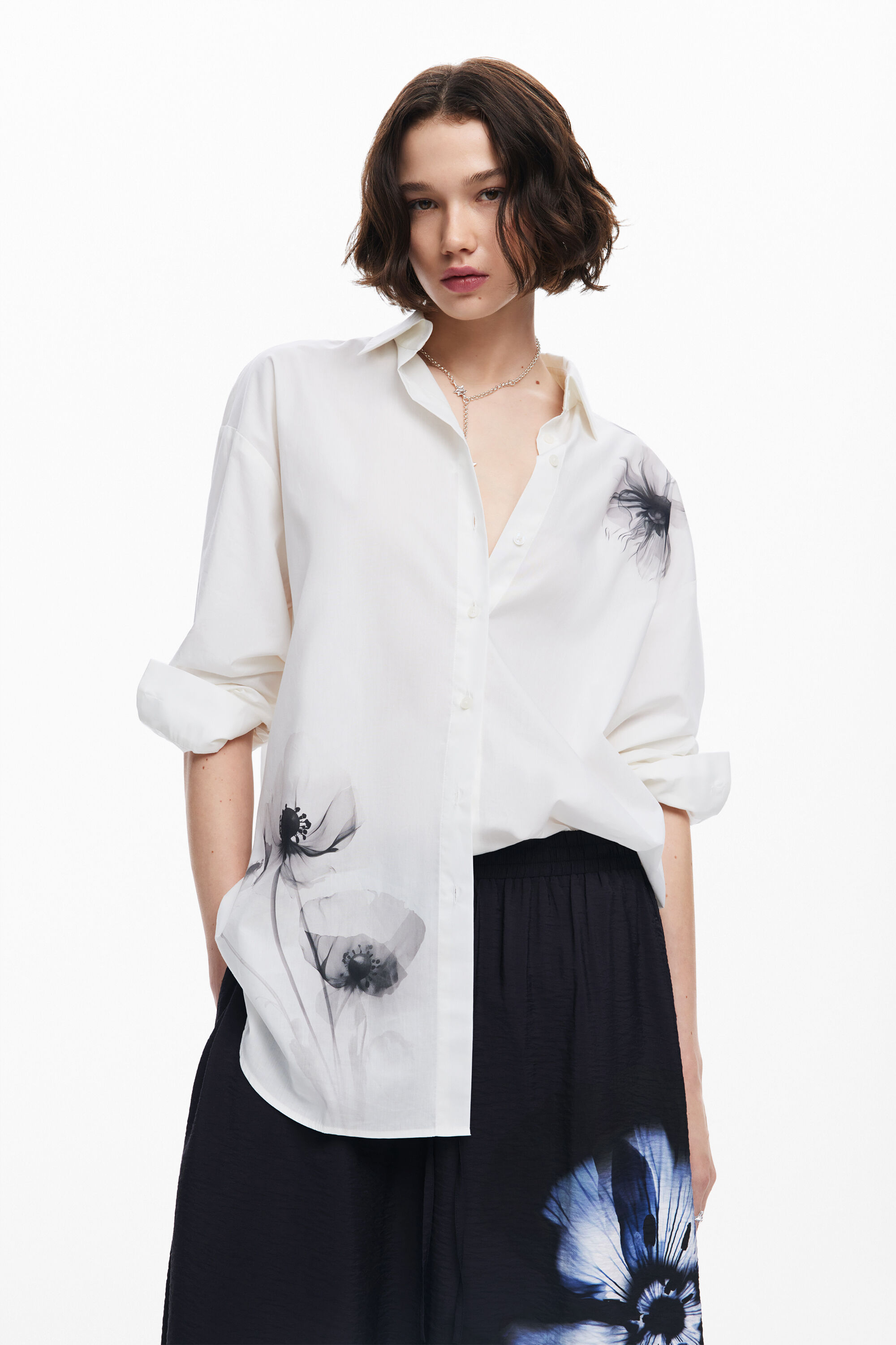 Camisa com estampa de papoula