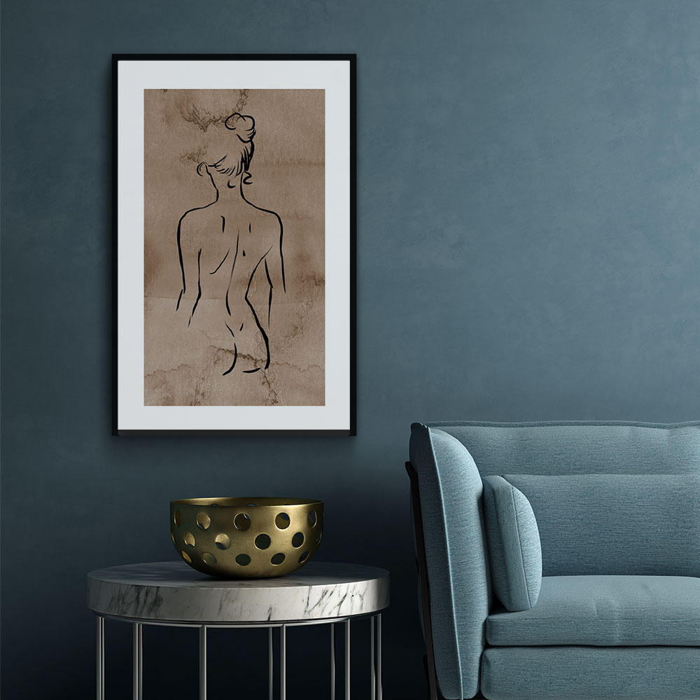 Walljar poster ingelijst - Back Line Art Poster ingelijst - 40 x 60 cm