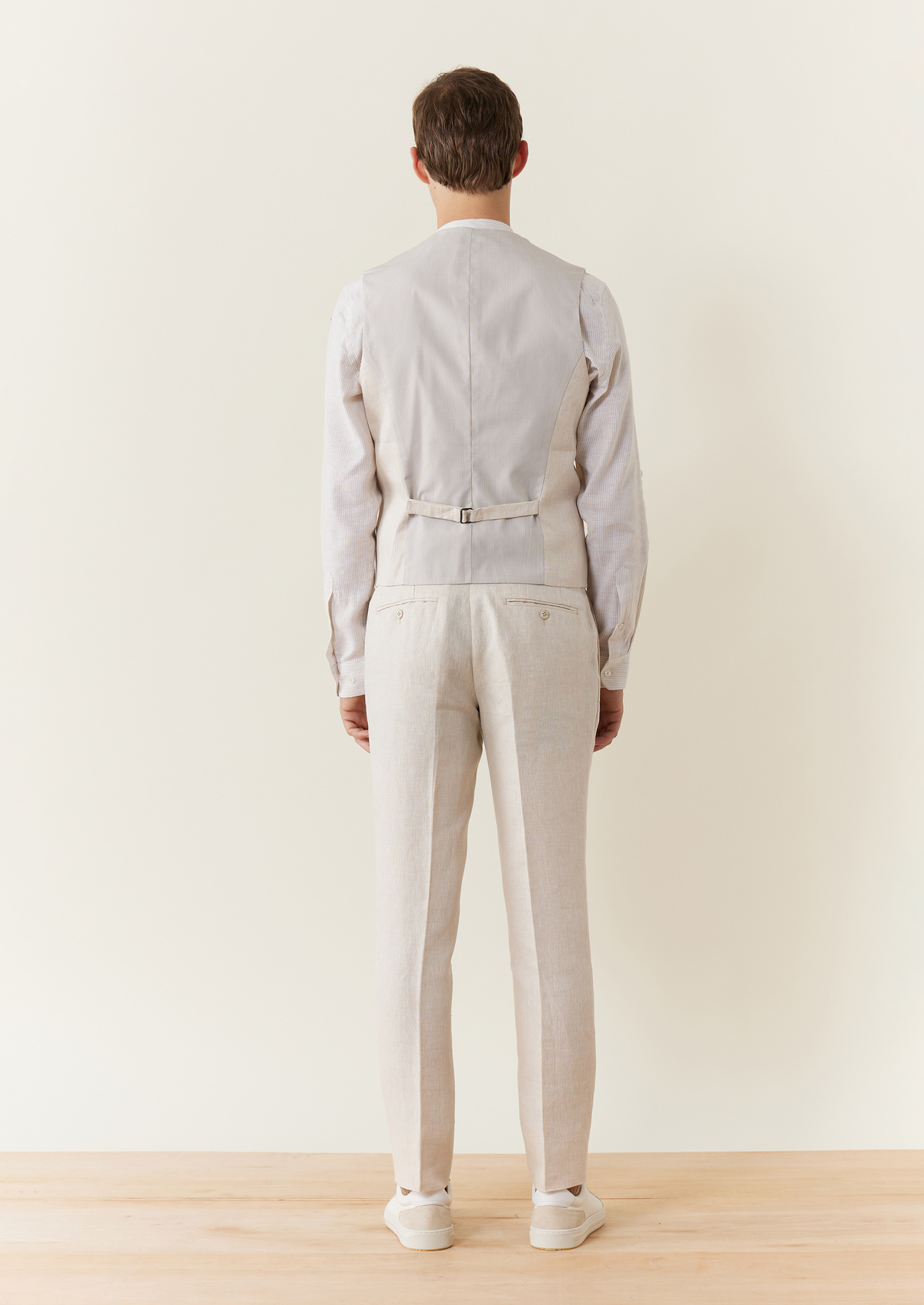 Pantalon coordonnable Slim en lin uni beige