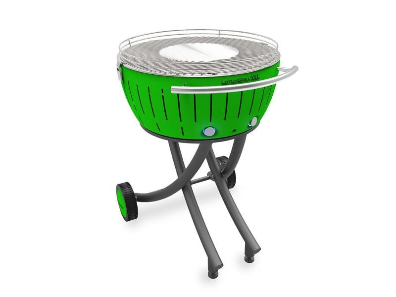 LotusGrill Holzkohlegrill XXL Limettengrün Rauchfreier Holzkohle-Grill für Garten und Balkon