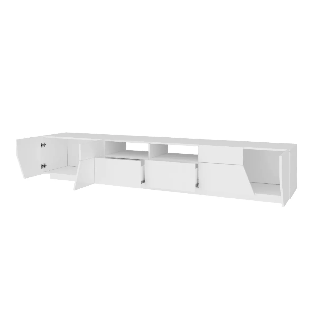 Alter Meuble TV de salon 4 portes - Blanc brillant