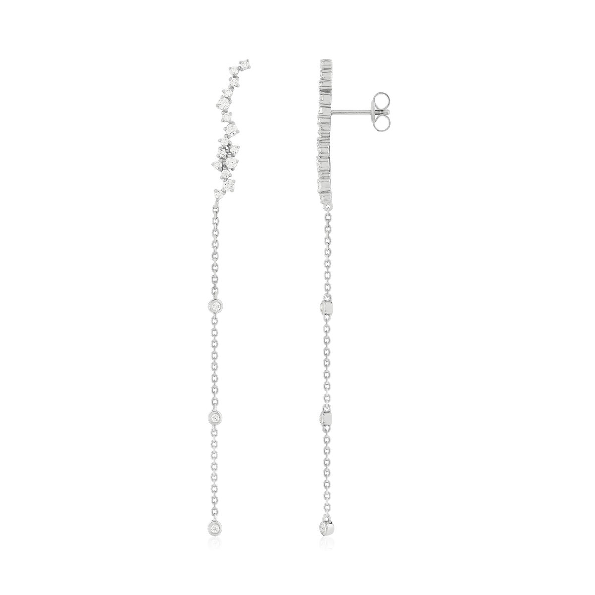 Boucles d'oreilles pendants argent 925 et zirconias