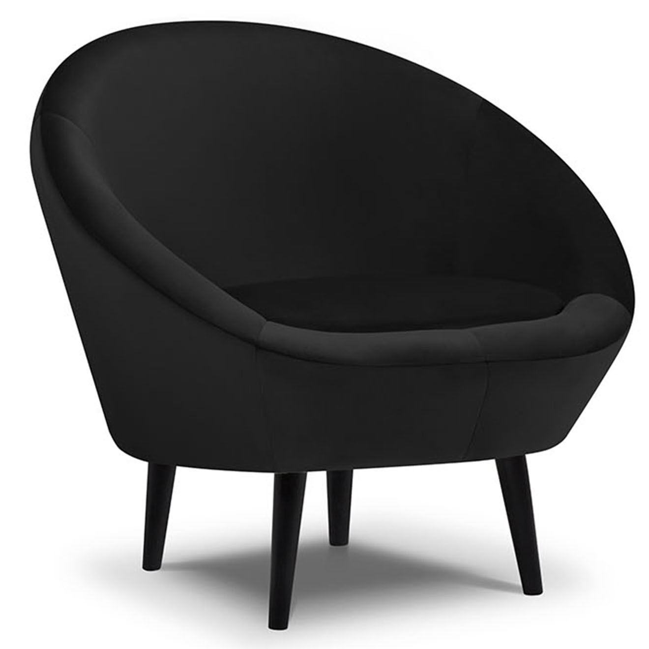 Mazzini Sofas Fauteuil velours petale noir - 94x90x92 cm