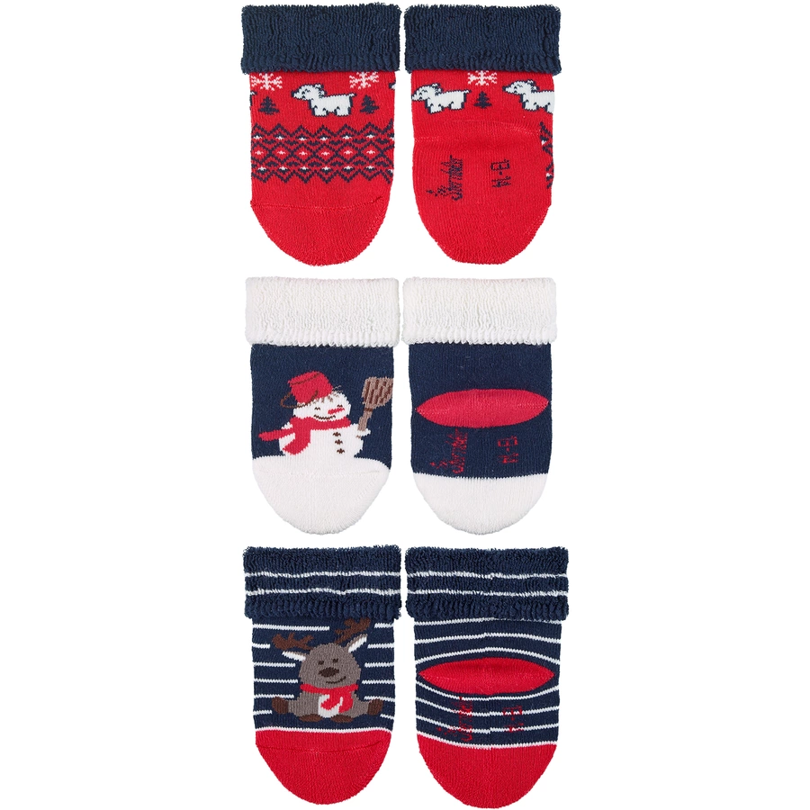 Sterntaler Baby-Söckchen 3er-Pack Weihnachten marine
