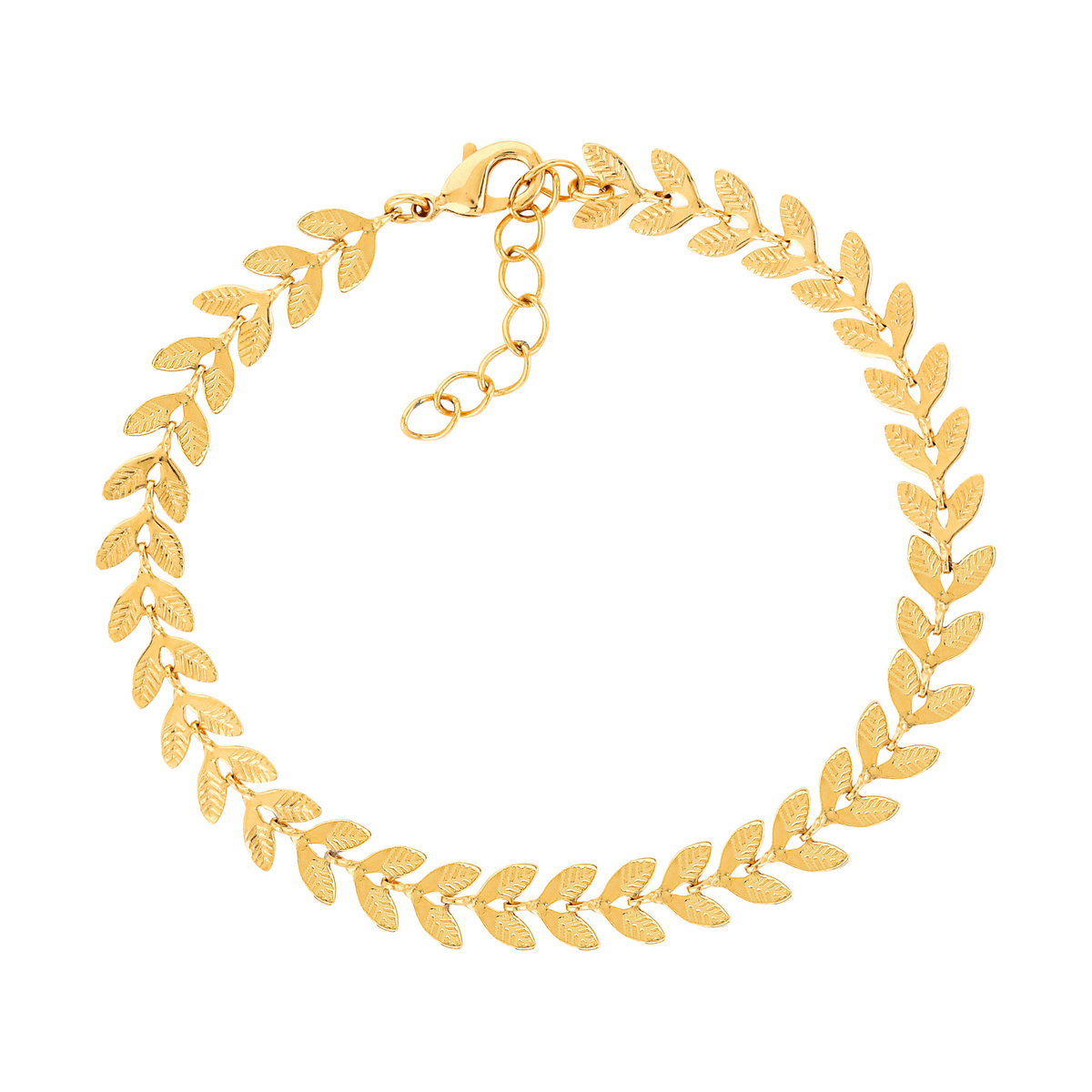 Bracelet plaqué or feuilles 19,5 cm