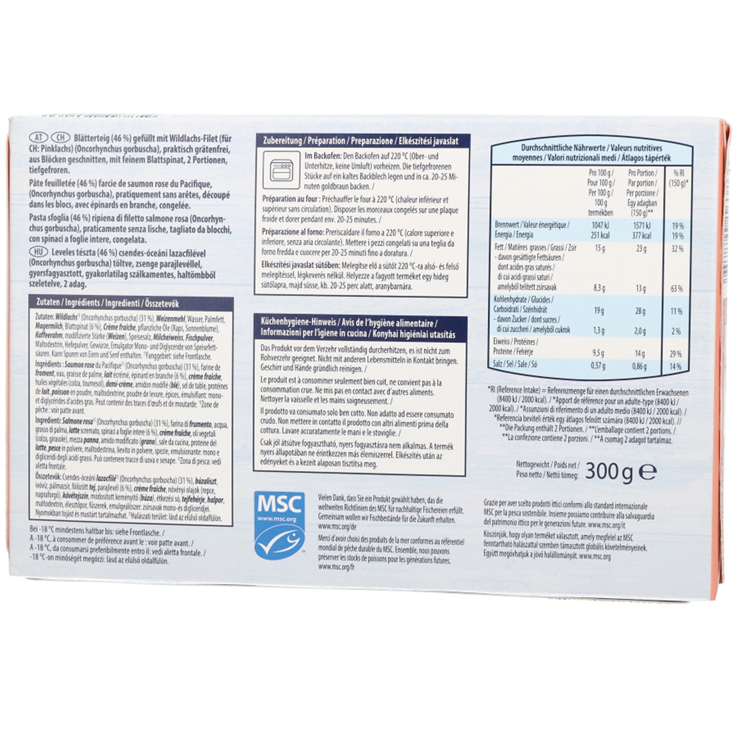 ALMARE SEAFOOD Fisch im Blätterteig, Spinat 300 g