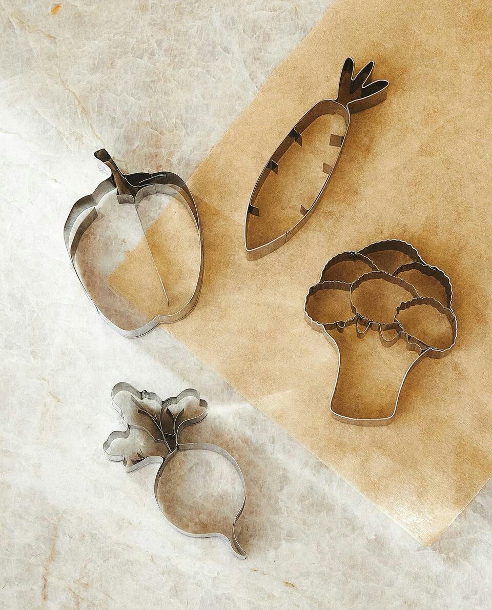 Conjunto de moldes de aço em formato de vegetais